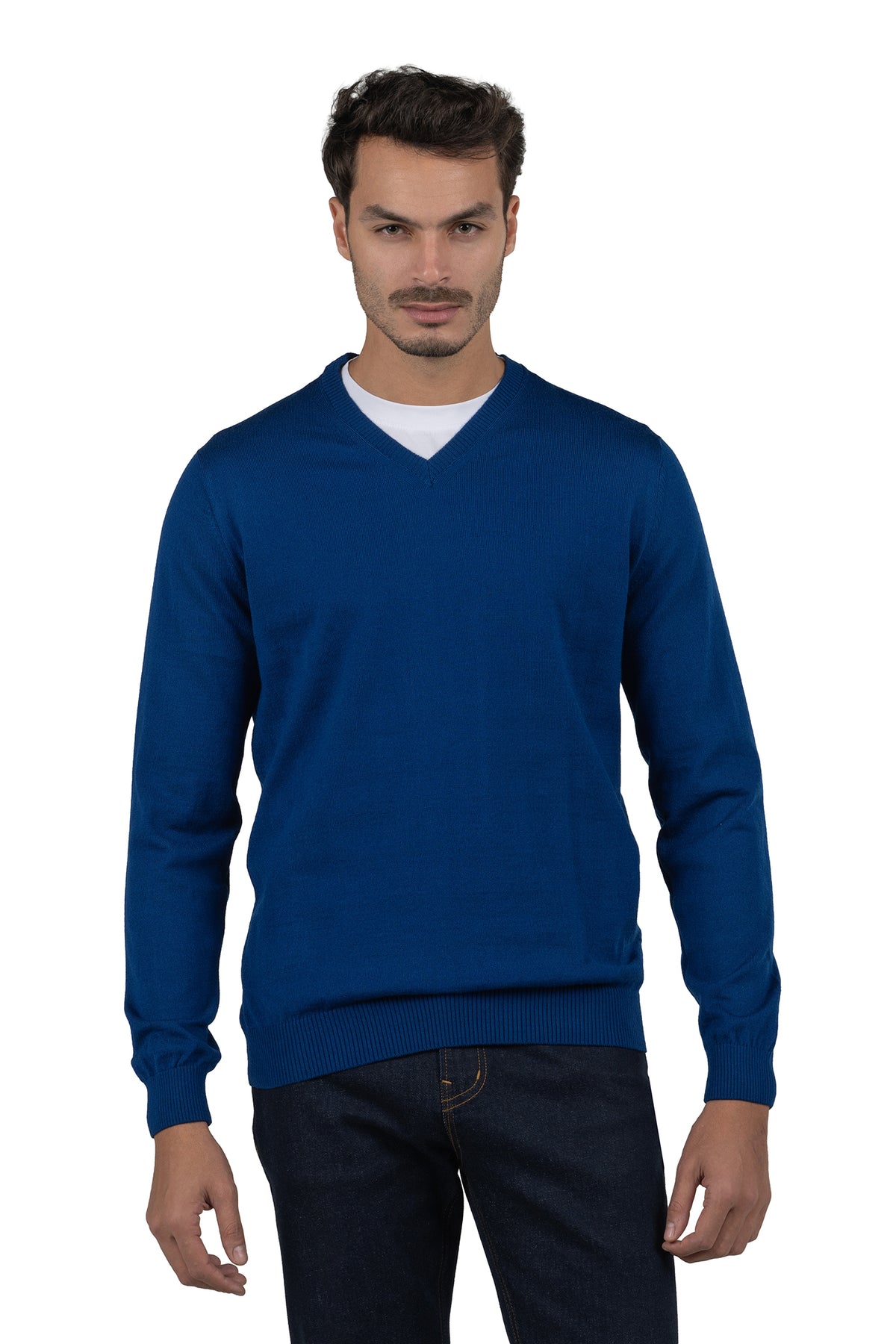 Men's Solid Knit Pullover – Light Blue
