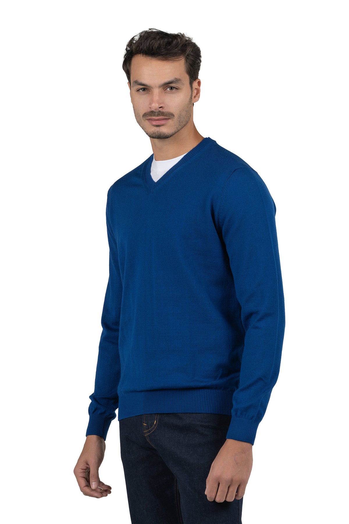 Men's Solid Knit Pullover – Light Blue