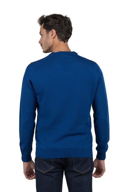 Men's Solid Knit Pullover – Light Blue