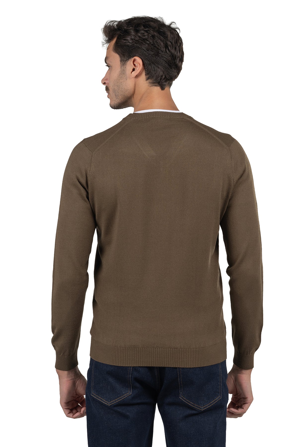 Men's Solid Knit Pullover – Light Brown