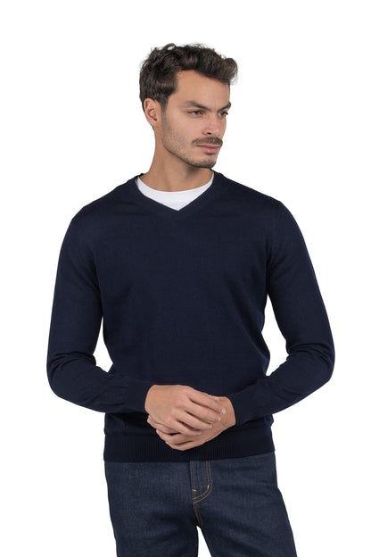 Men's Solid Knit Pullover – Navy