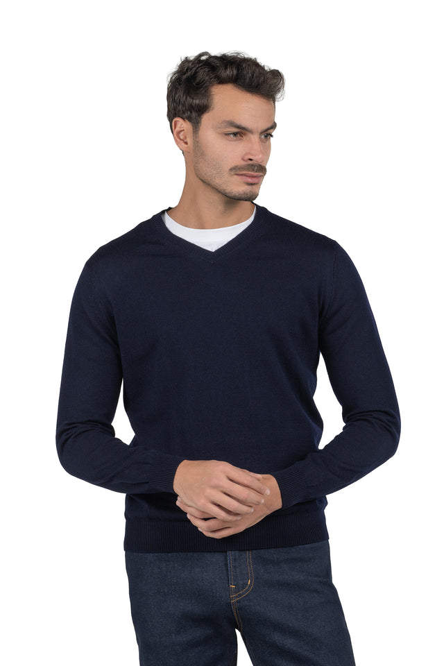 Men's Solid Knit Pullover – Navy