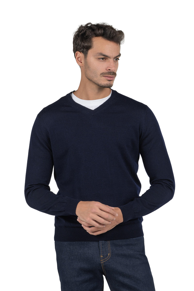 Men's Solid Knit Pullover – Navy