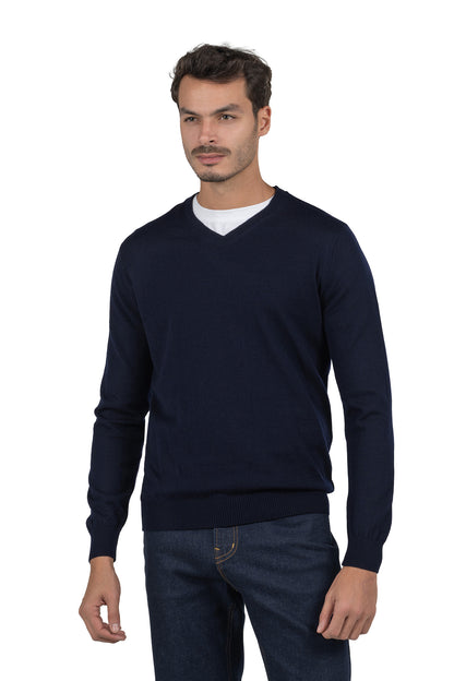 Men's Solid Knit Pullover – Navy
