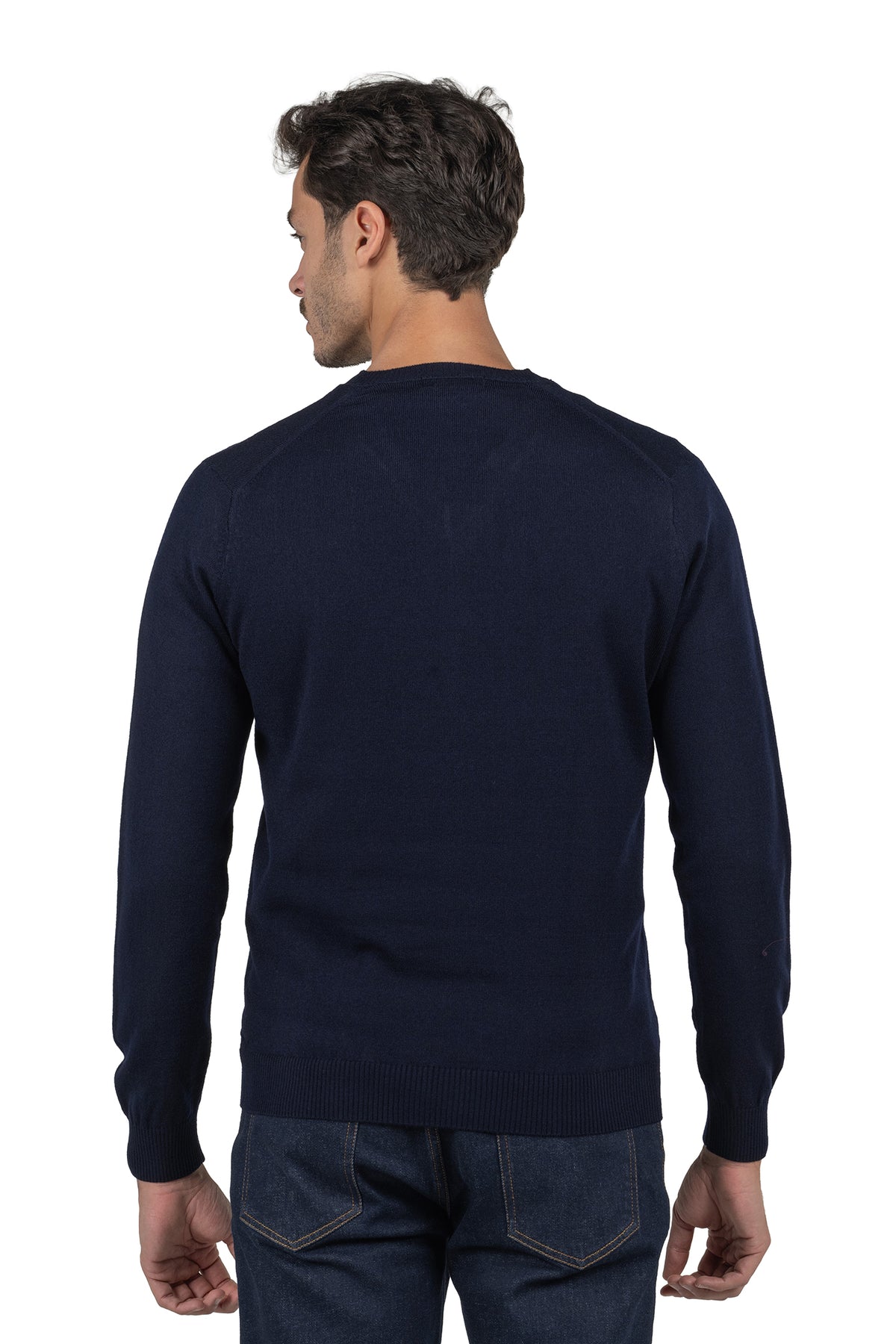 Men's Solid Knit Pullover – Navy
