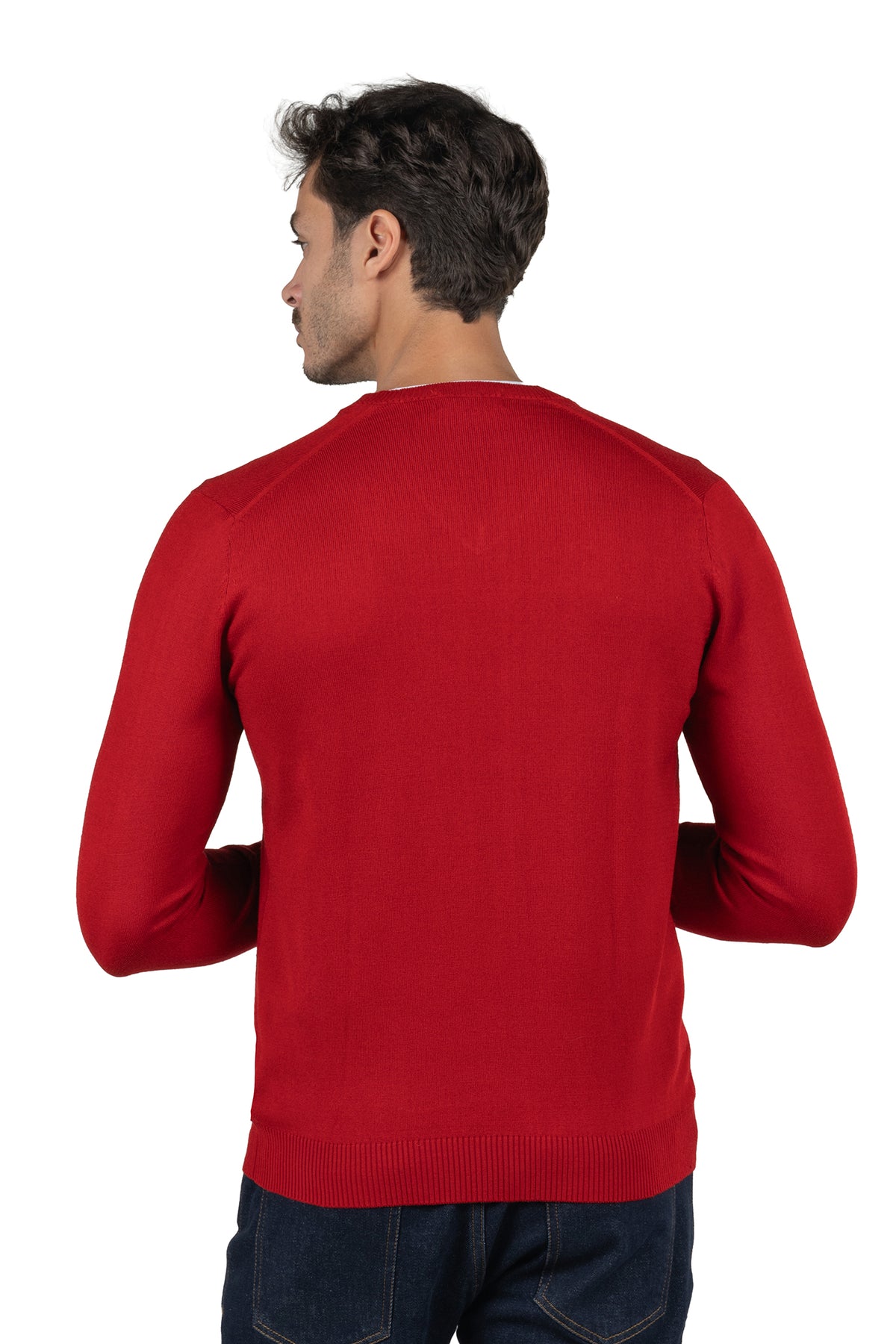 Men's Solid Knit Pullover – Red