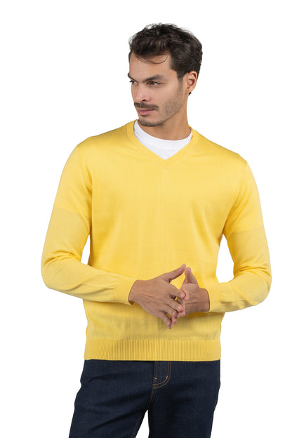 Men's Solid Knit Pullover – Yellow