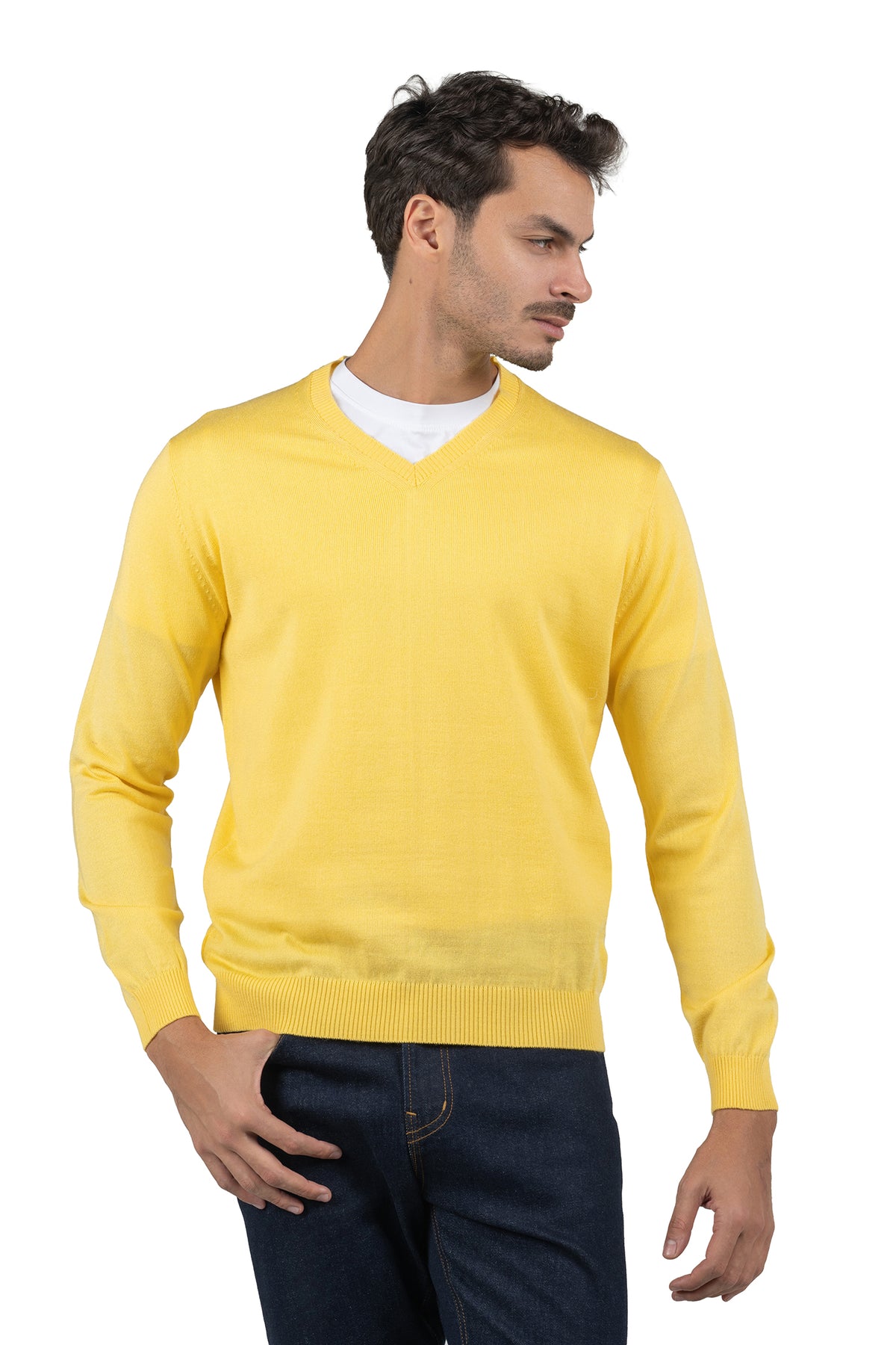 Men's Solid Knit Pullover – Yellow