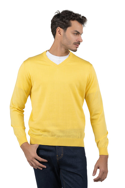 Men's Solid Knit Pullover – Yellow