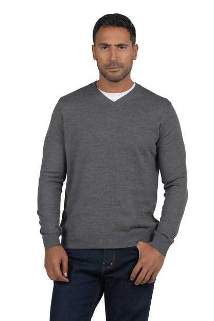 Men's Solid Knit Wool Pullover – Grey