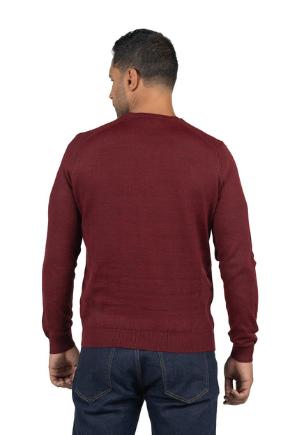 Men's Solid Knit Wool Pullover – Light Burgundy