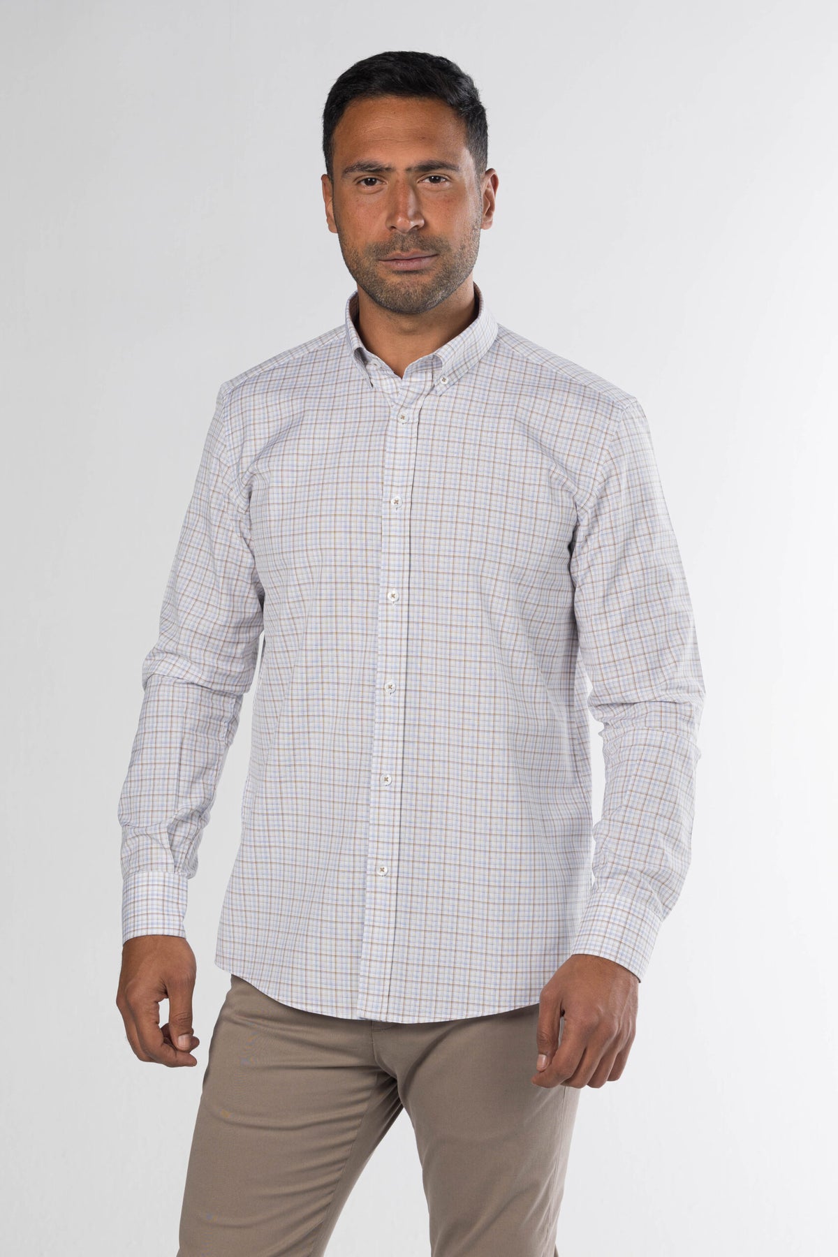 New Checkered Shirt – Beige/Blue