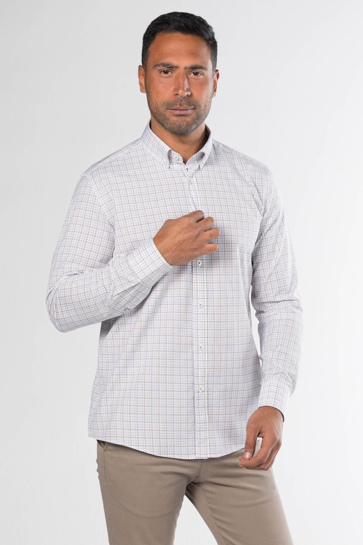 New Checkered Shirt – Beige/Blue