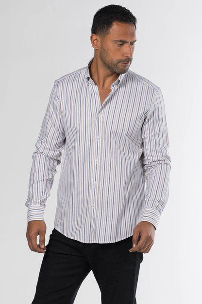 New Striped Shirt – Beige/Blue