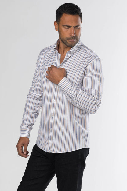 New Striped Shirt – Beige/Blue