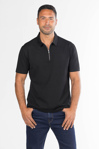 Quarter-Zip Polo Shirt – Black