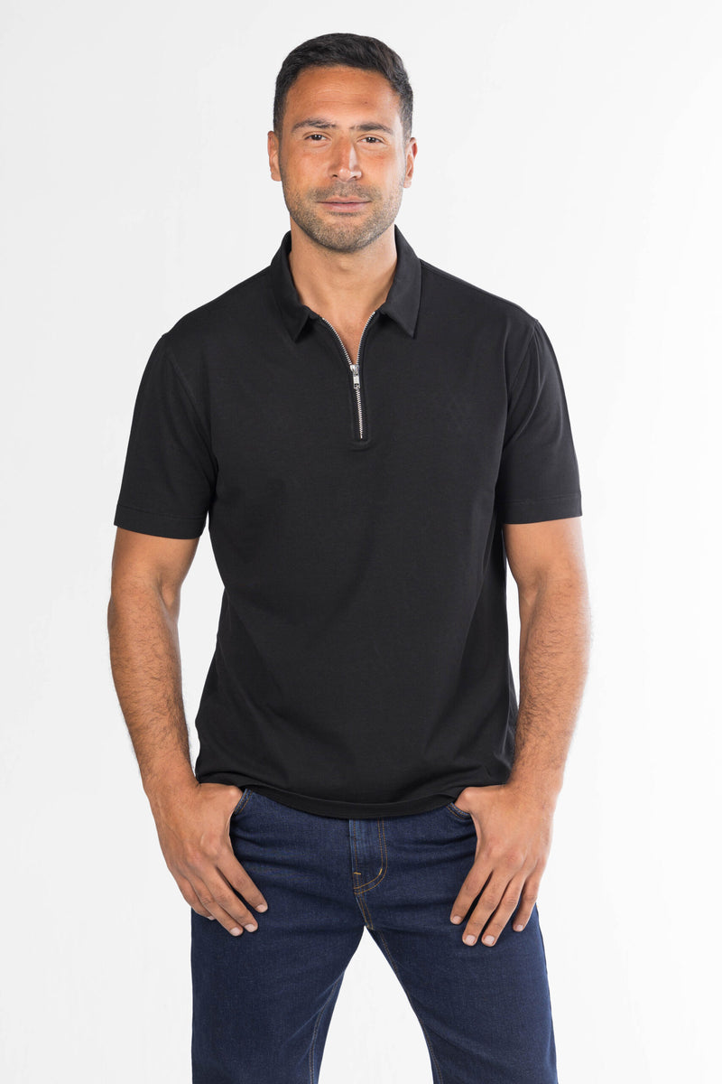 Quarter-Zip Polo Shirt – Black