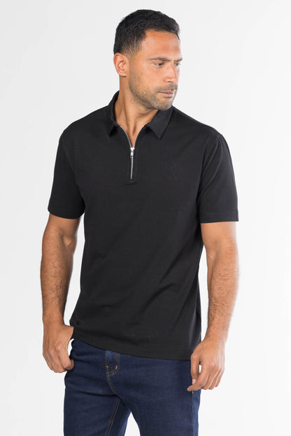 Quarter-Zip Polo Shirt – Black