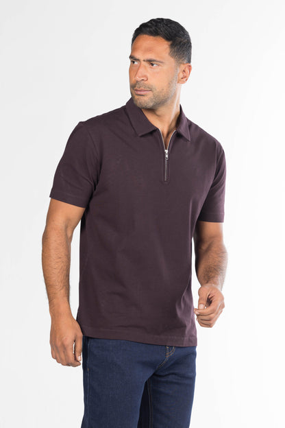 Quarter-Zip Polo Shirt – Burgundy