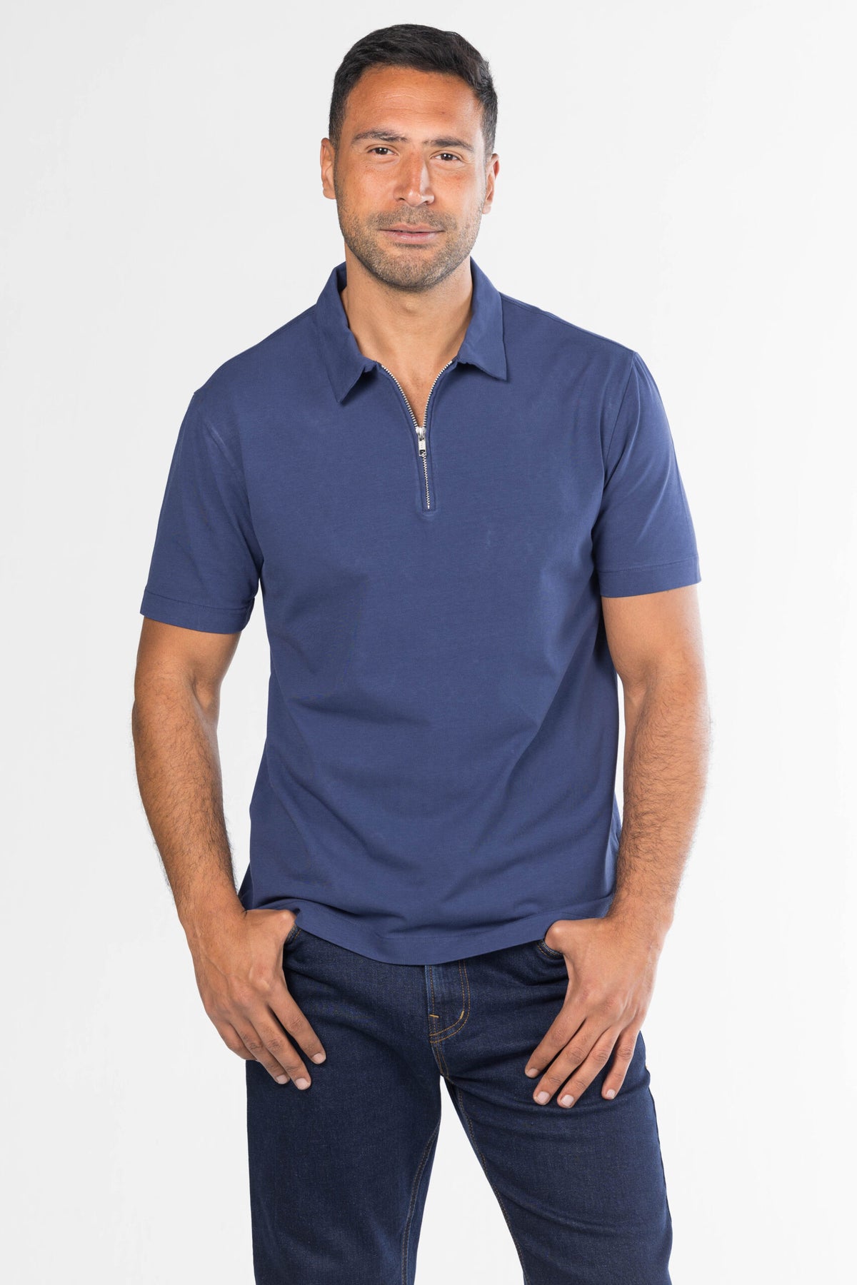 Quarter-Zip Polo Shirt – Navy