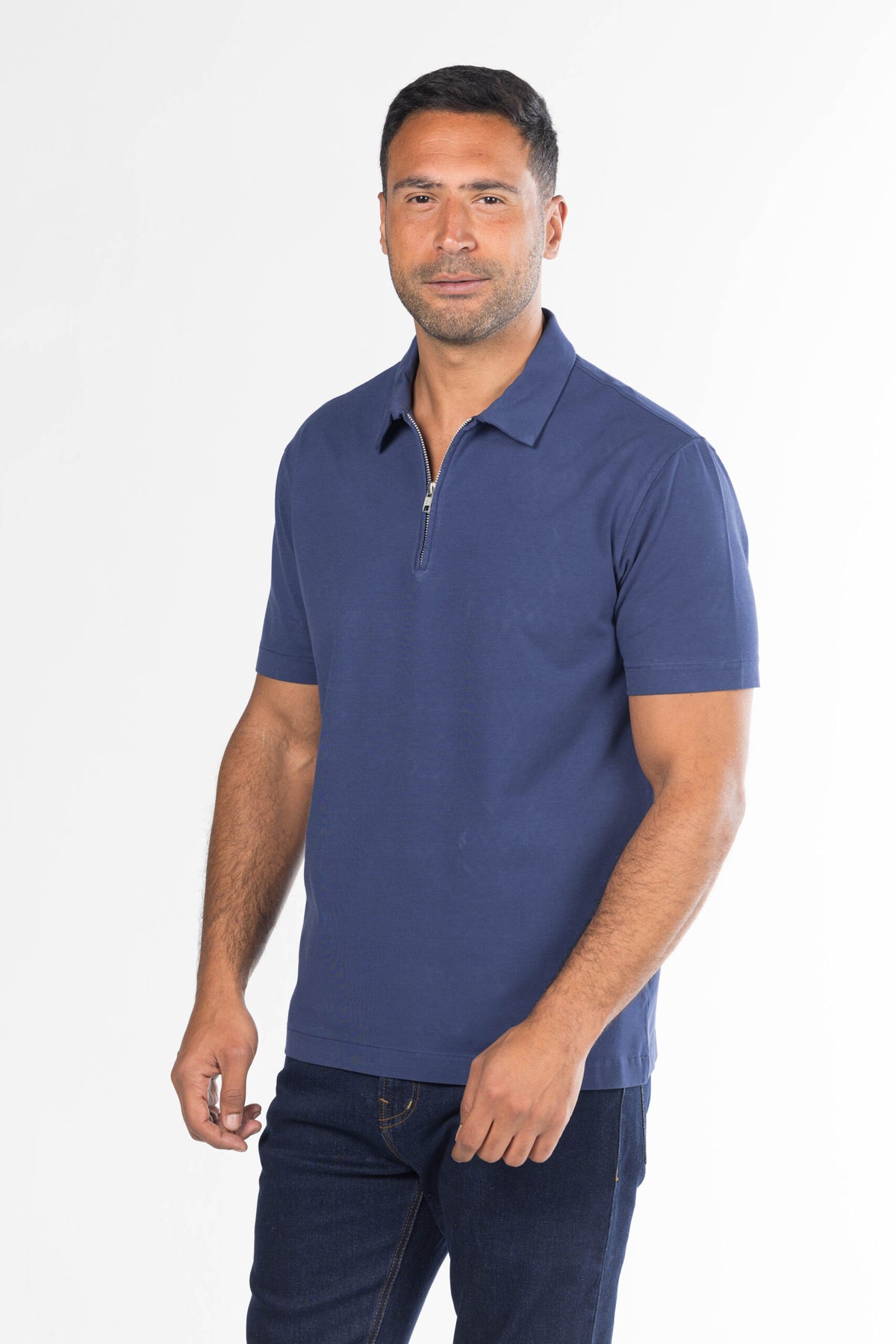 Quarter-Zip Polo Shirt – Navy