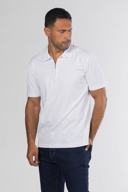 Quarter-Zip Polo Shirt – White