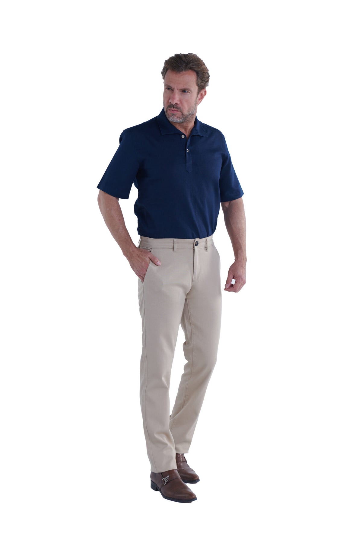 Regular Fit Canvas Trousers – Beige