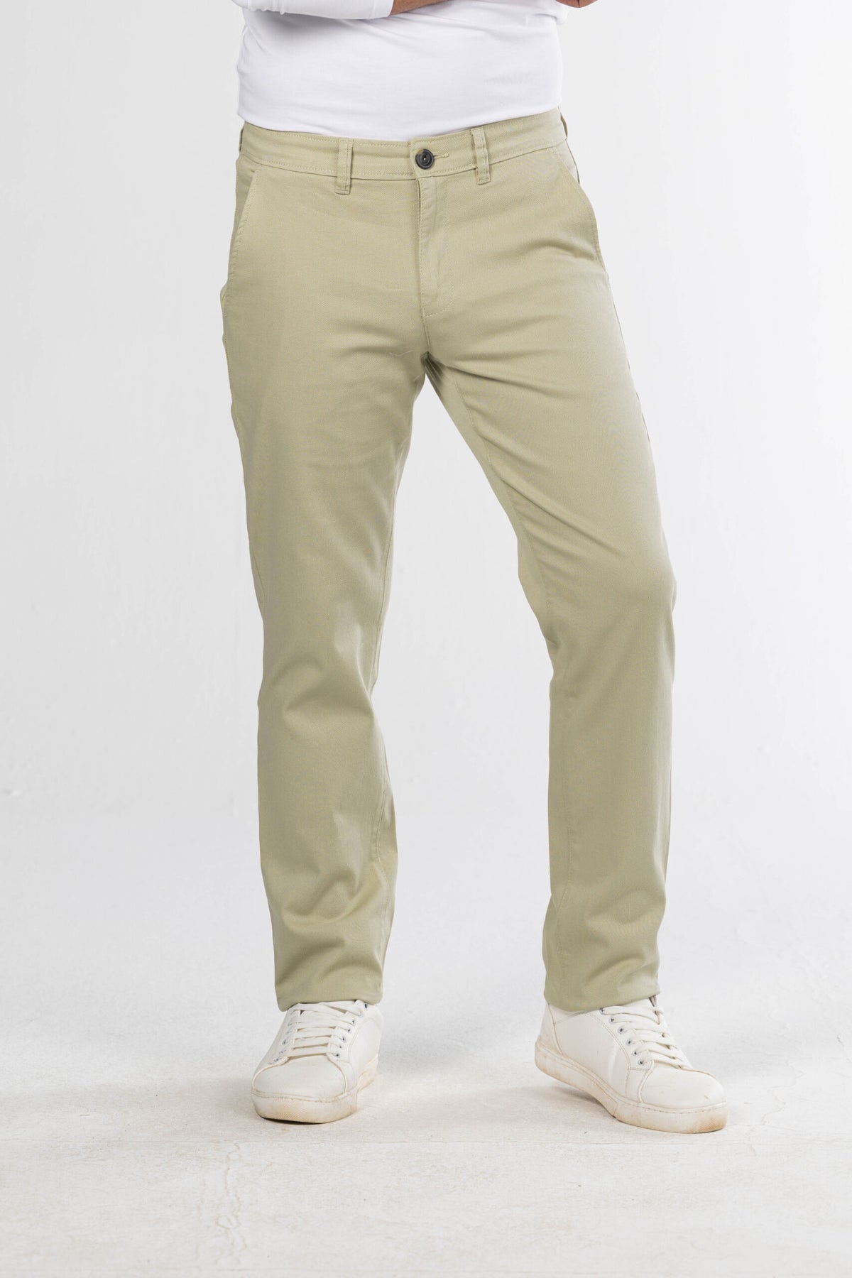 Regular Fit Canvas Trousers – Beige