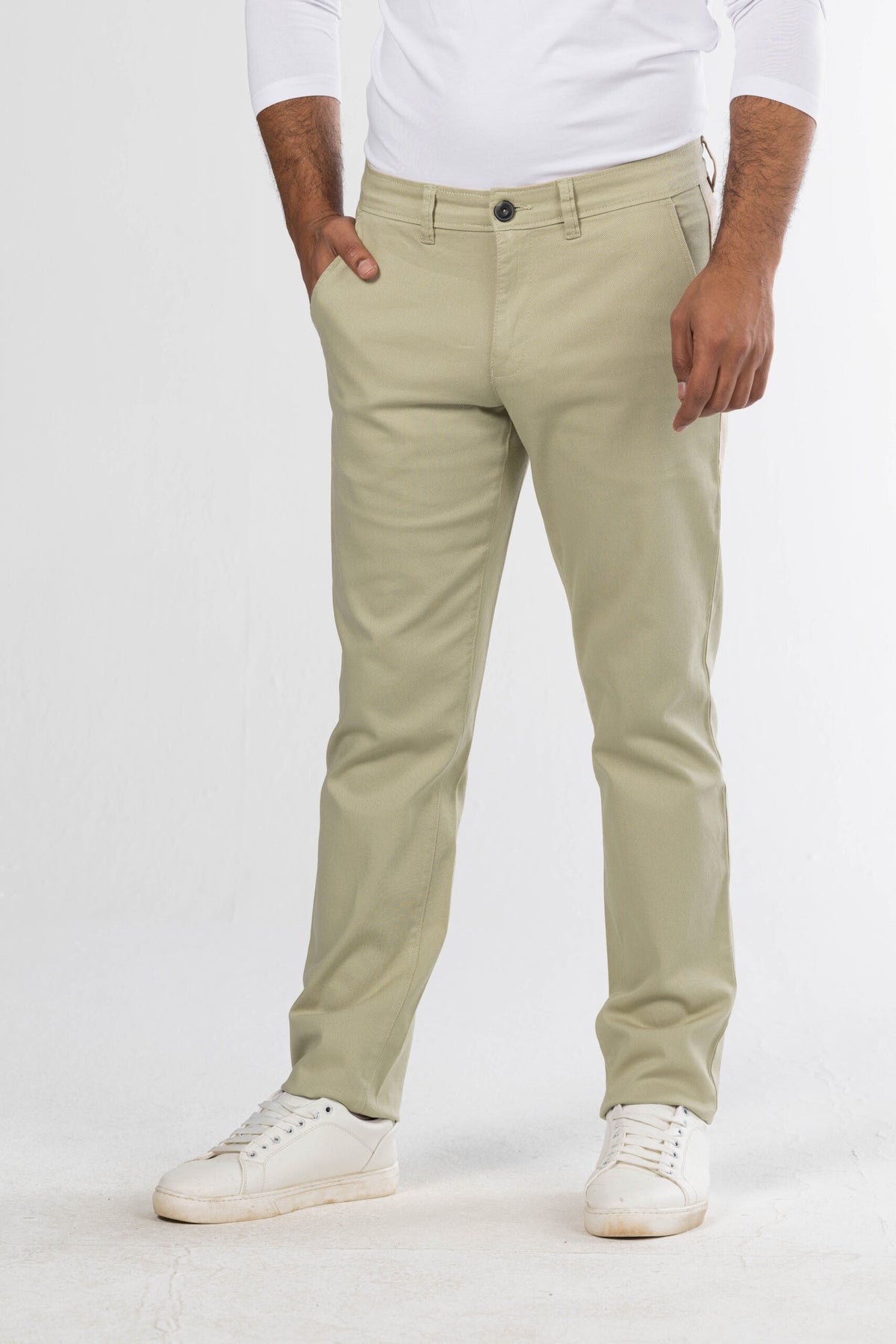 Regular Fit Canvas Trousers – Beige