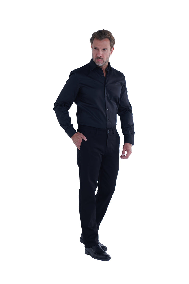 Regular Fit Canvas Trousers – Black
