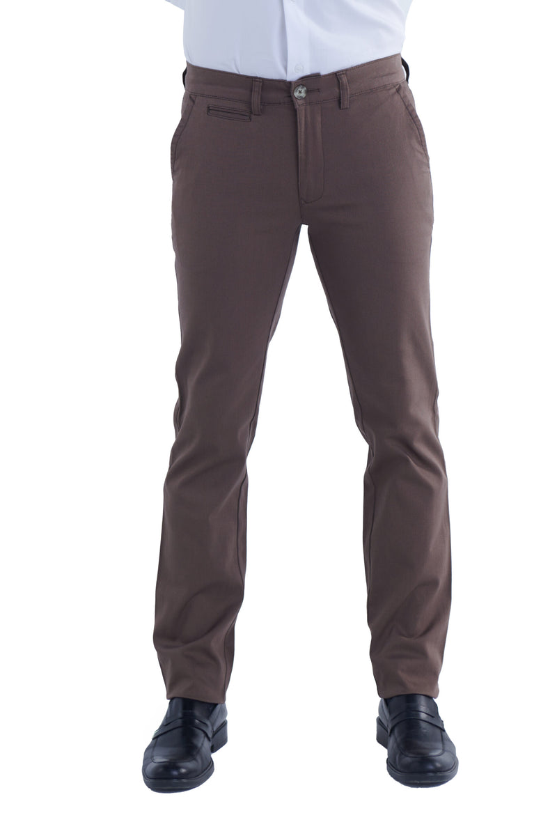 Regular Fit Canvas Trousers – Brown