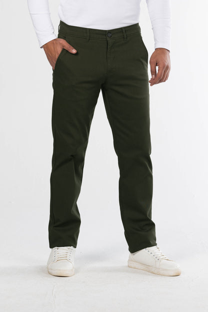 Regular Fit Canvas Trousers – Dark Green