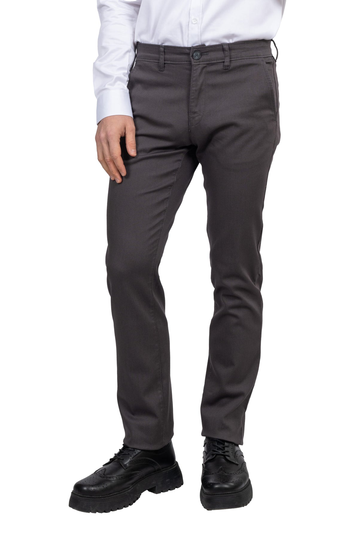 Regular Fit Canvas Trousers – Dark Grey