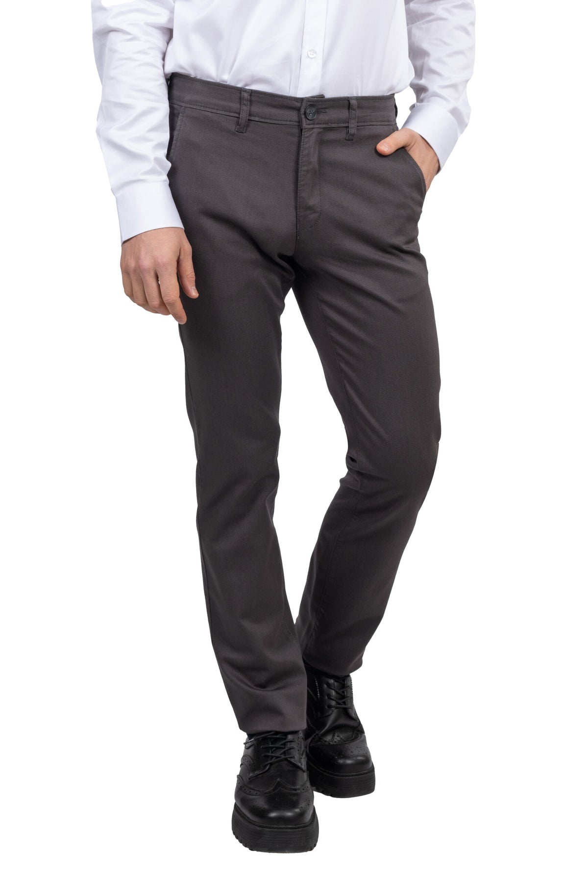 Regular Fit Canvas Trousers – Dark Grey
