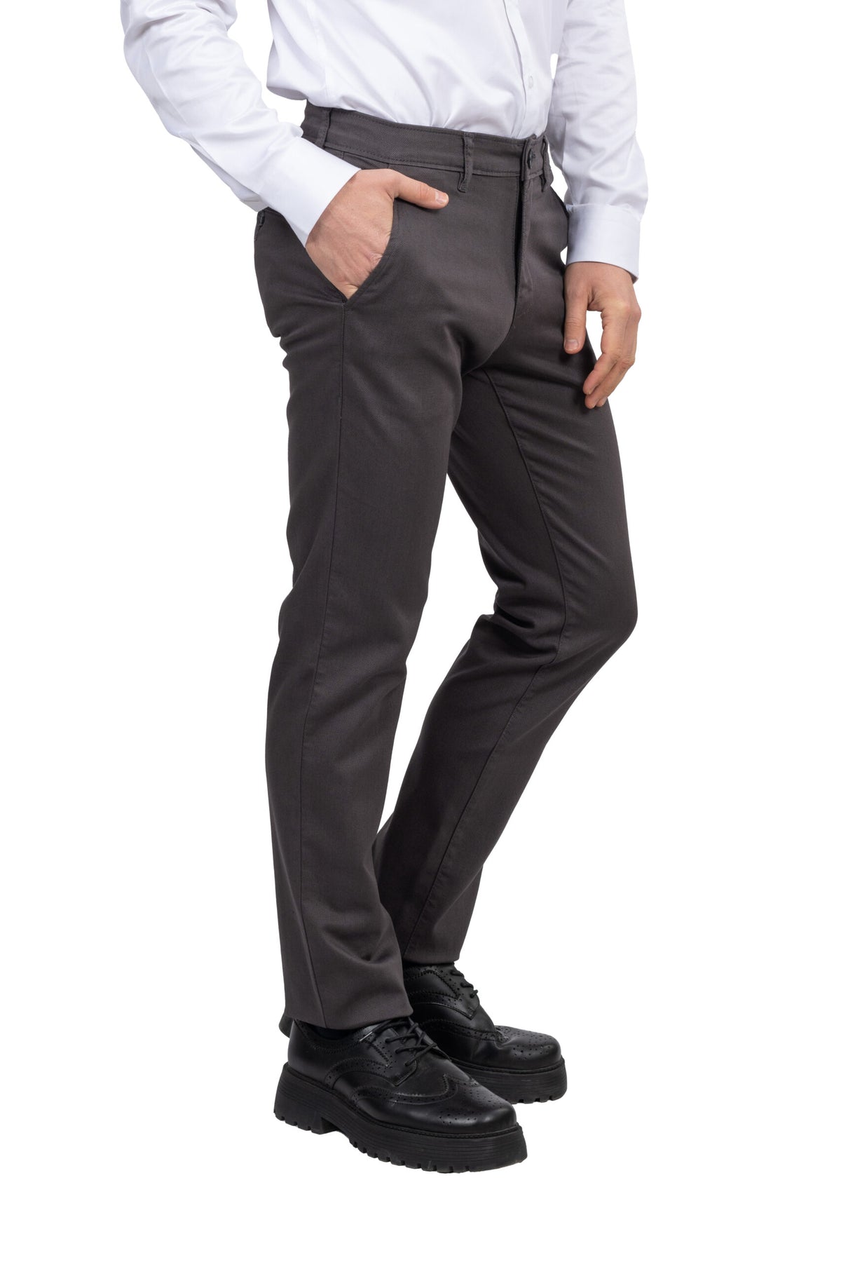 Regular Fit Canvas Trousers – Dark Grey