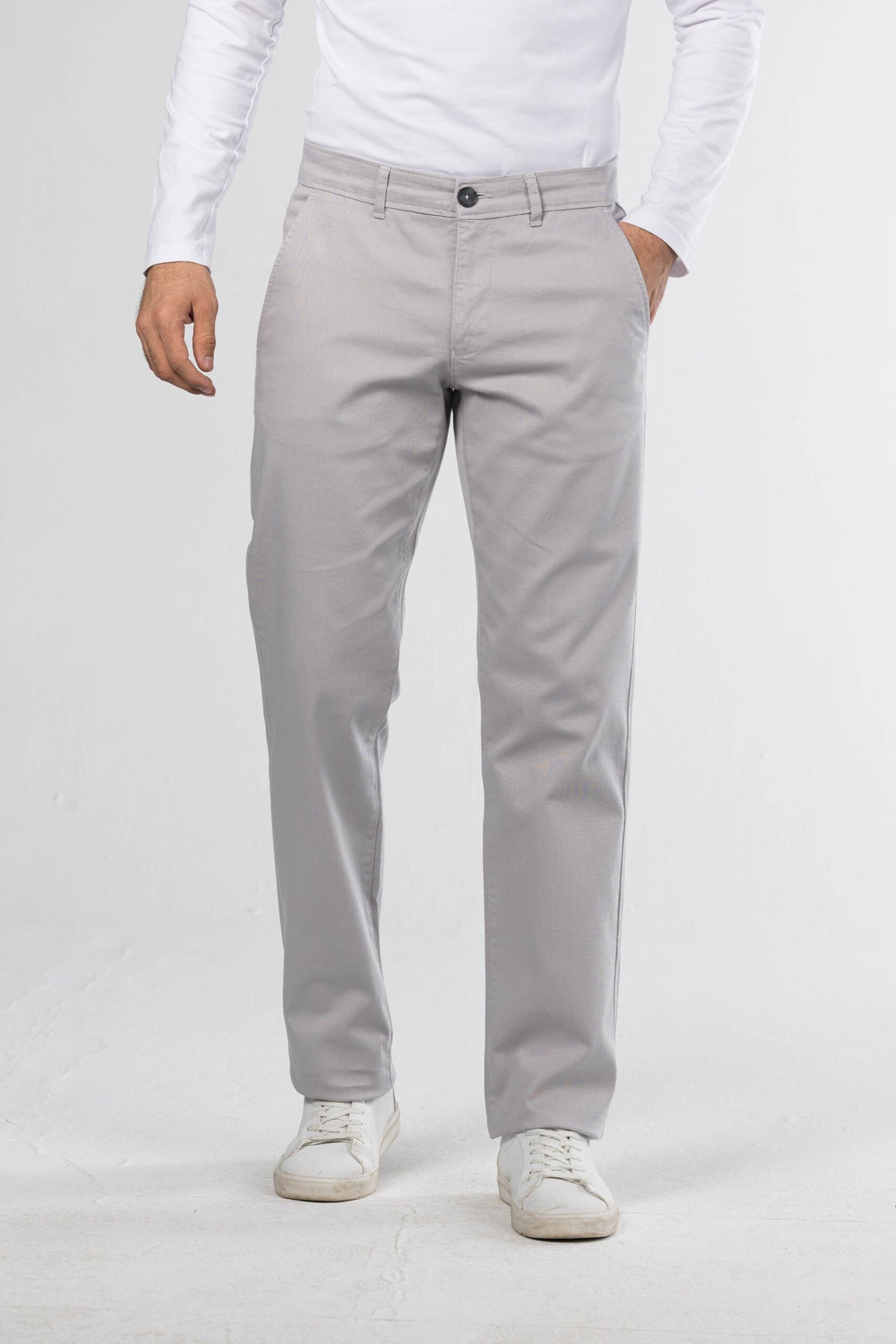 Regular Fit Canvas Trousers – Grey