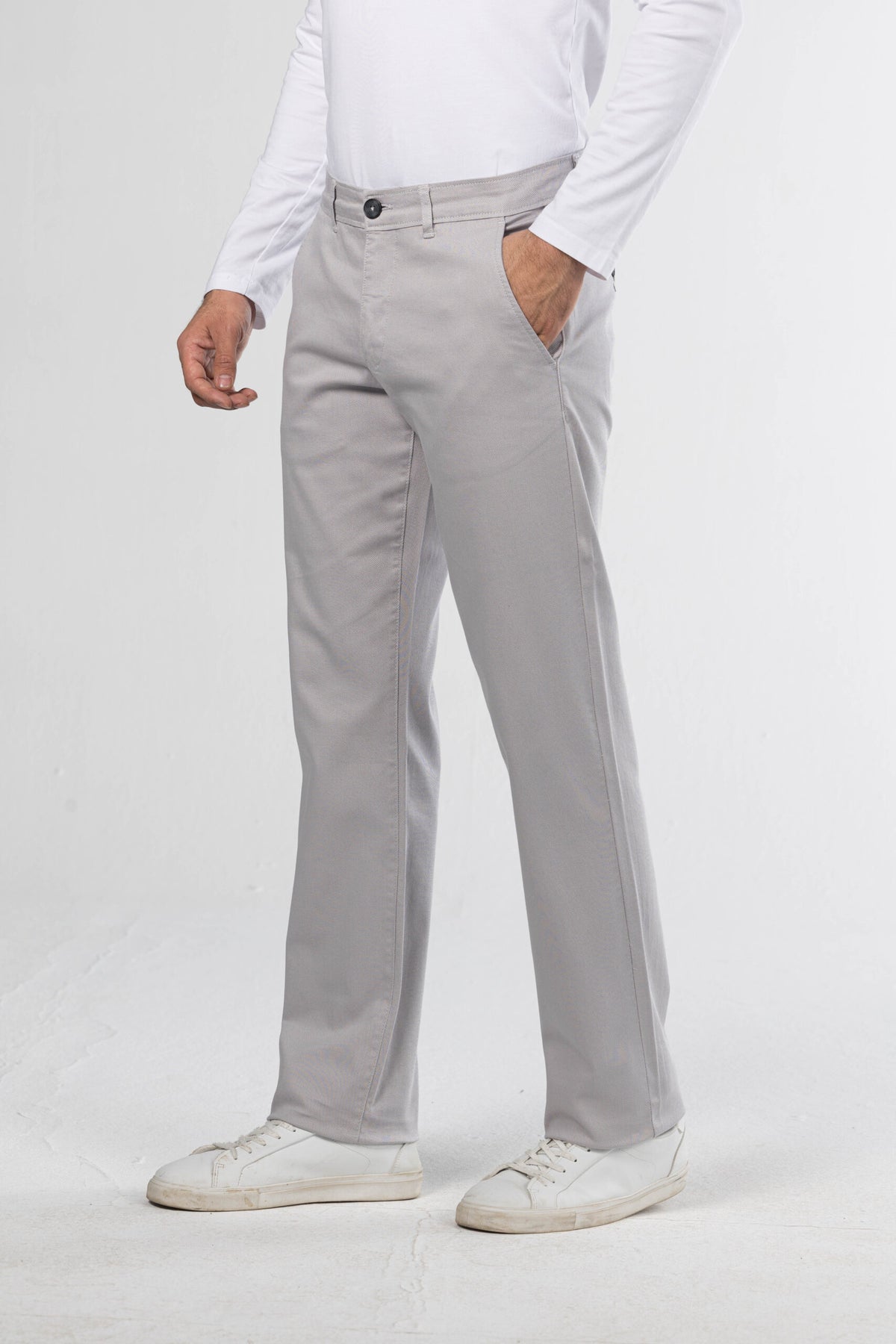 Regular Fit Canvas Trousers – Grey