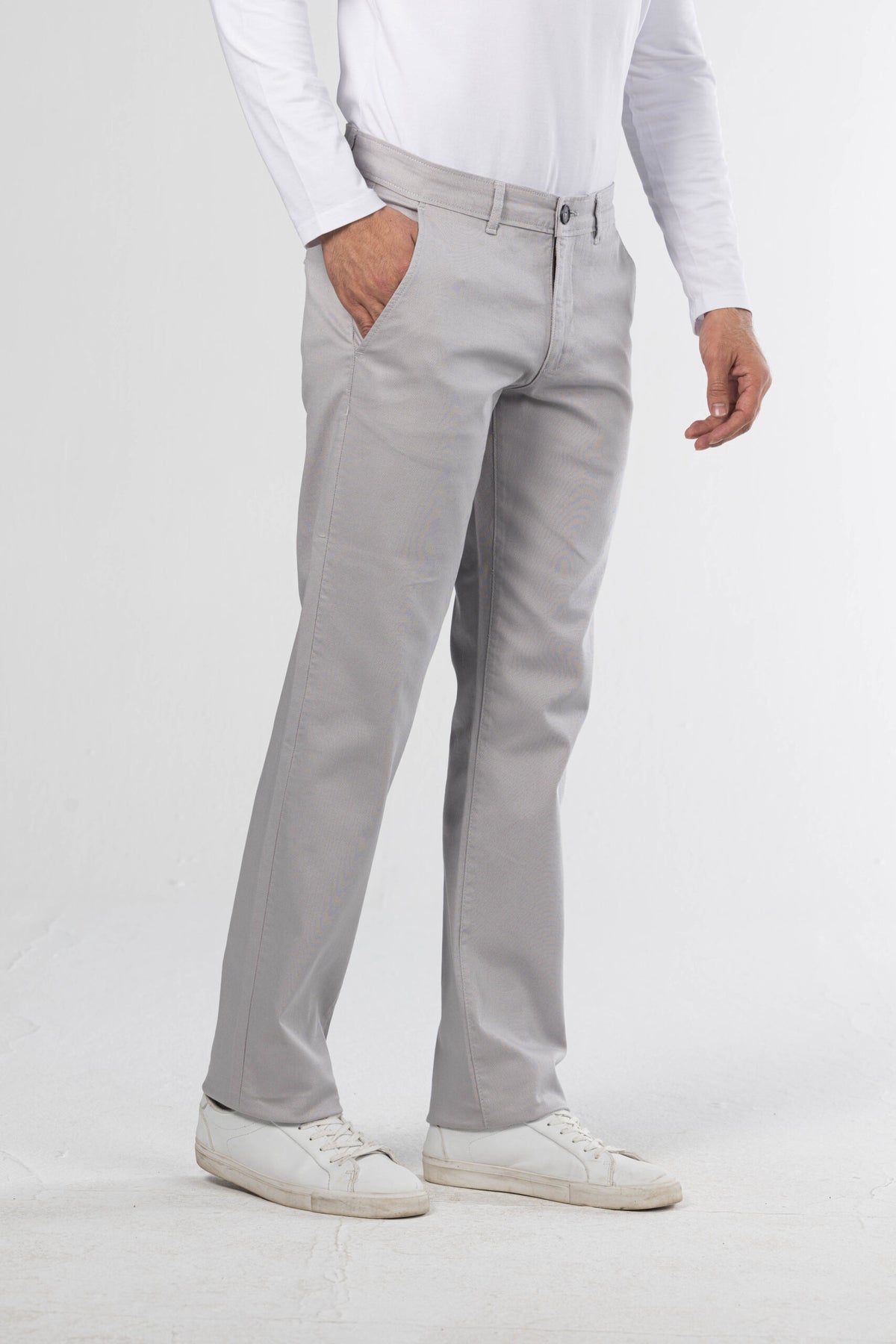 Regular Fit Canvas Trousers – Grey