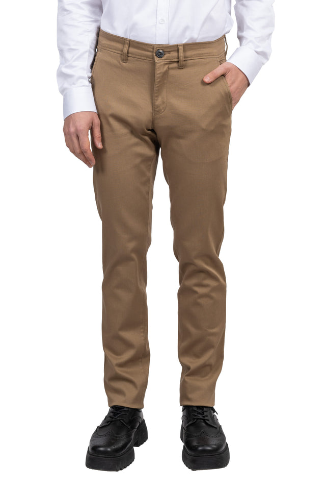 Regular Fit Canvas Trousers – Light Brown