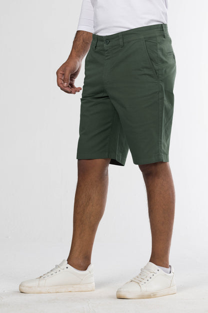 Regular Fit Gabardine Shorts – Dark Green