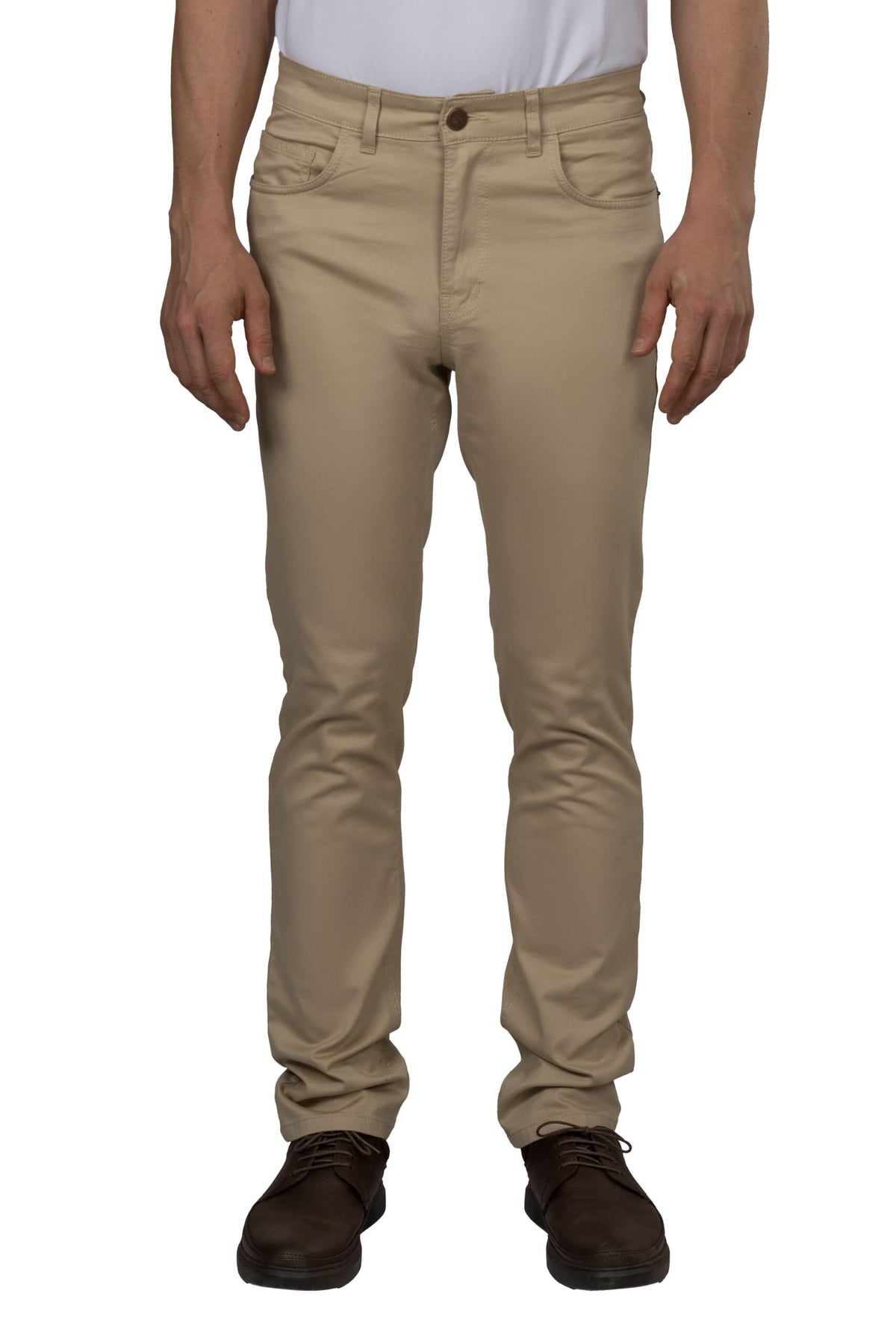 Slim Fit Gabardine Trousers – Beige