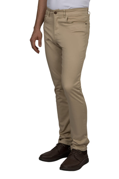 Slim Fit Gabardine Trousers – Beige