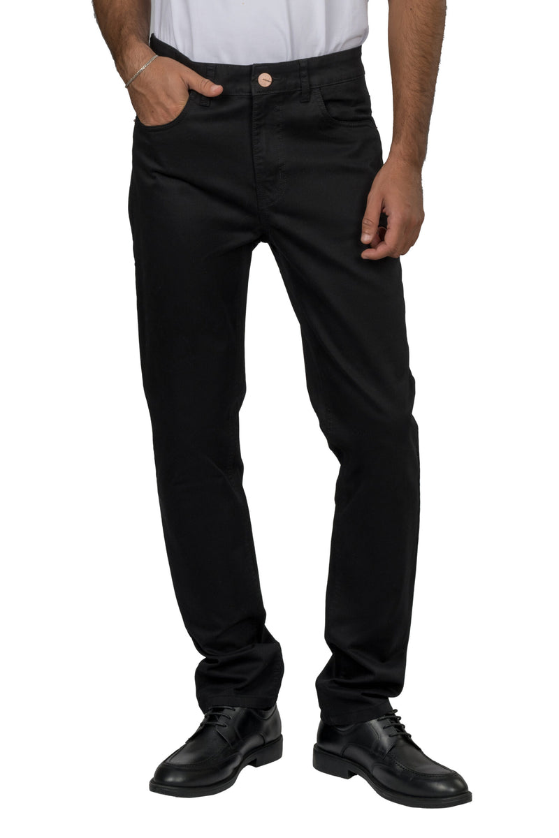 Slim Fit Gabardine Trousers – Black