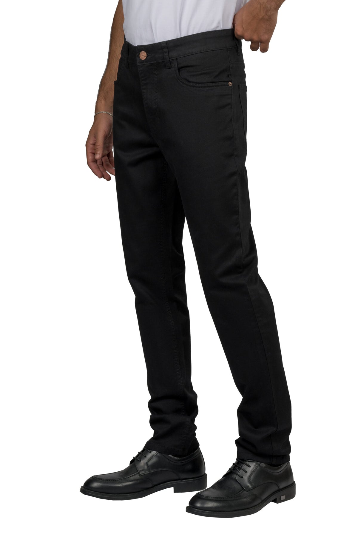 Slim Fit Gabardine Trousers – Black