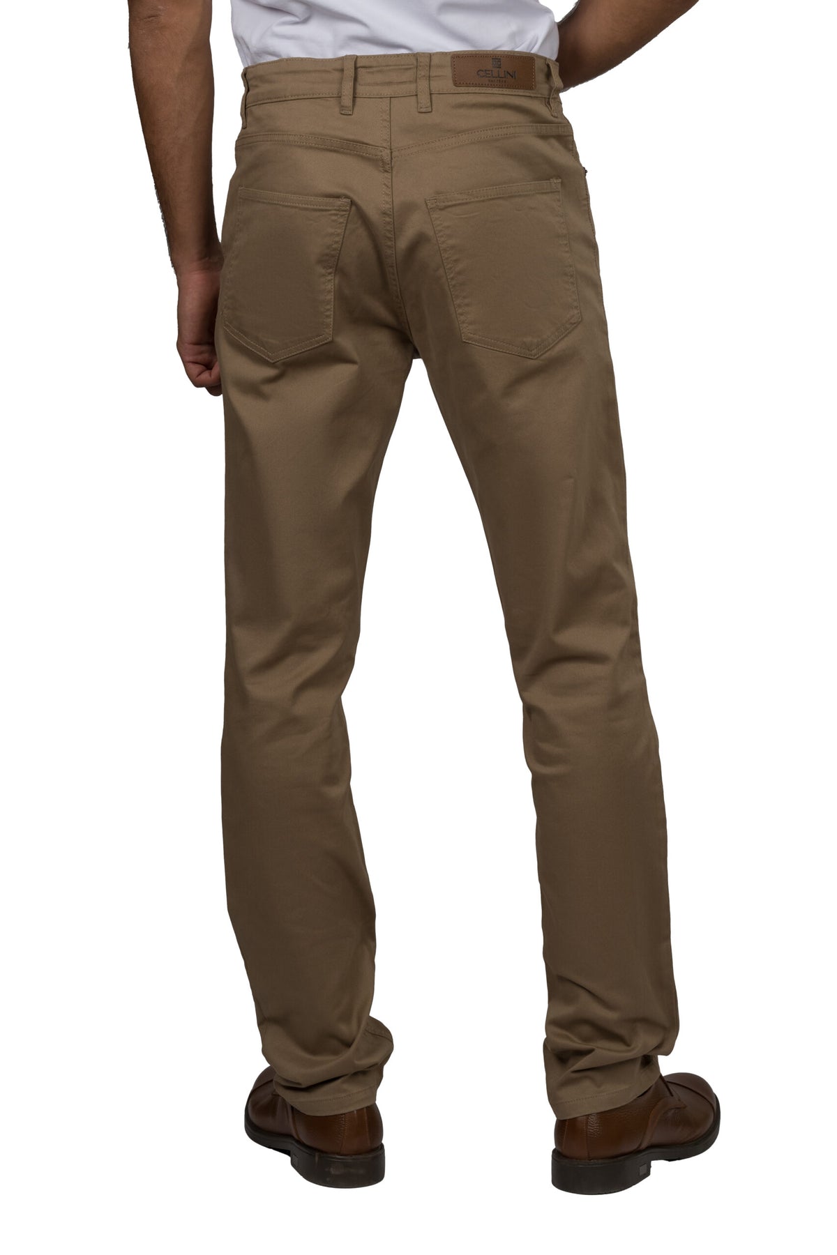 Slim Fit Gabardine Trousers – Brown