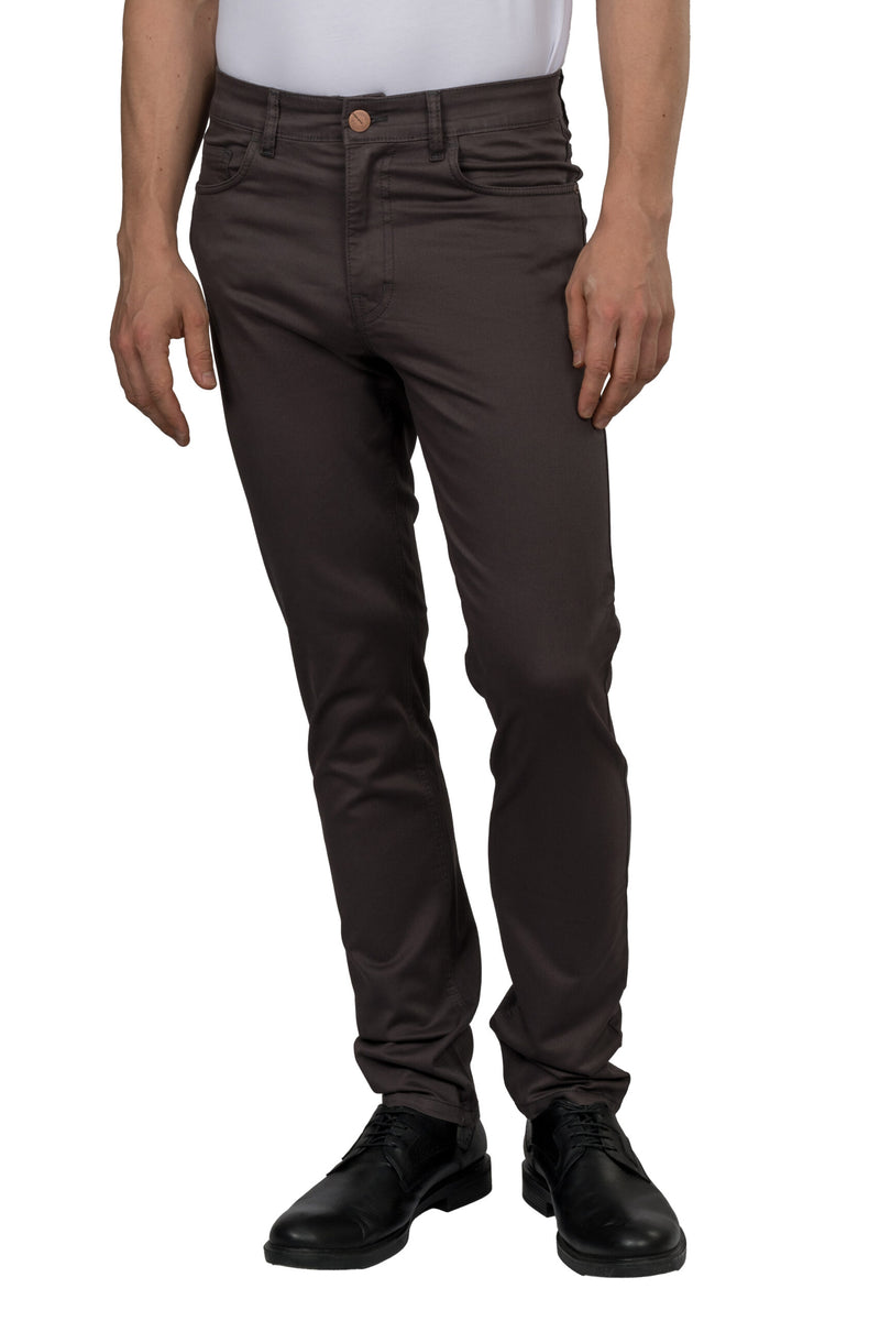 Slim Fit Gabardine Trousers – Dark Grey