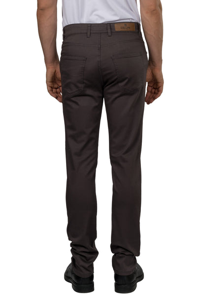 Slim Fit Gabardine Trousers – Dark Grey