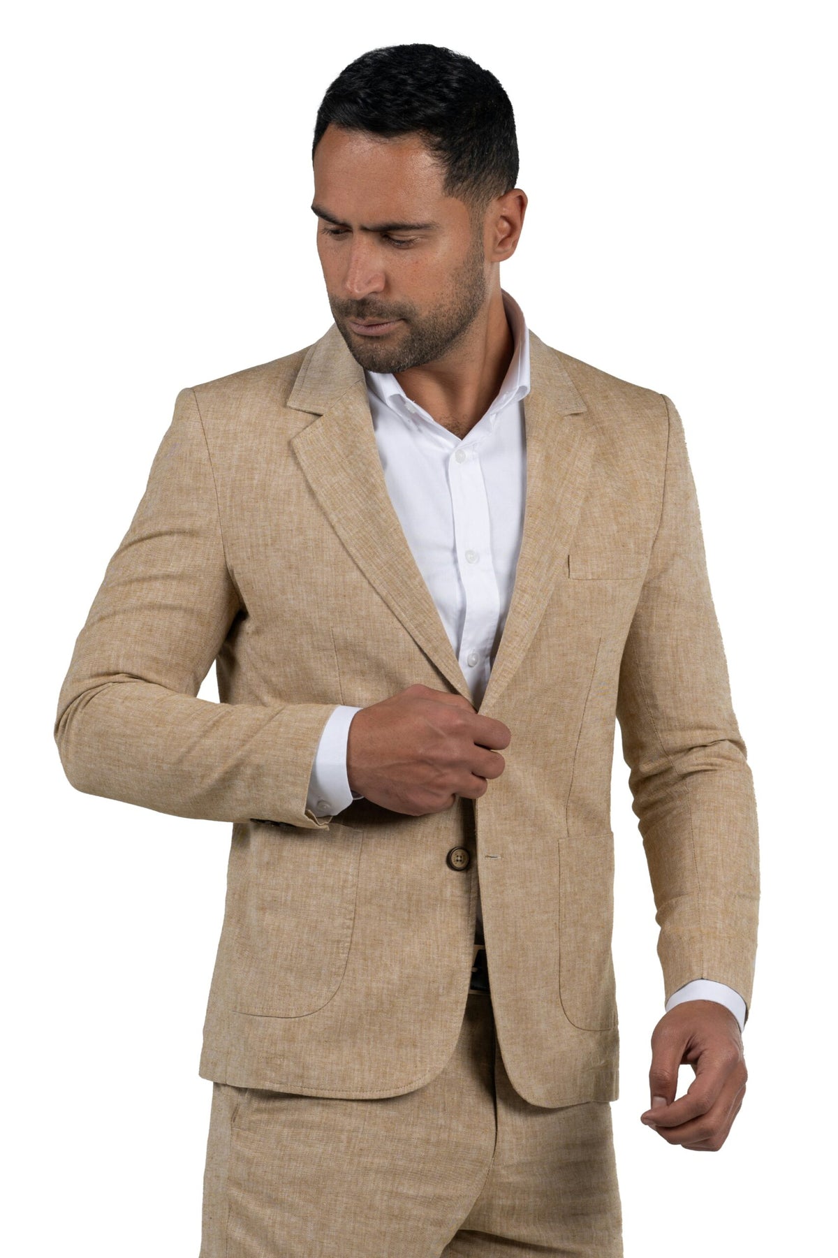 Regular Fit Linen Blazer – Beige