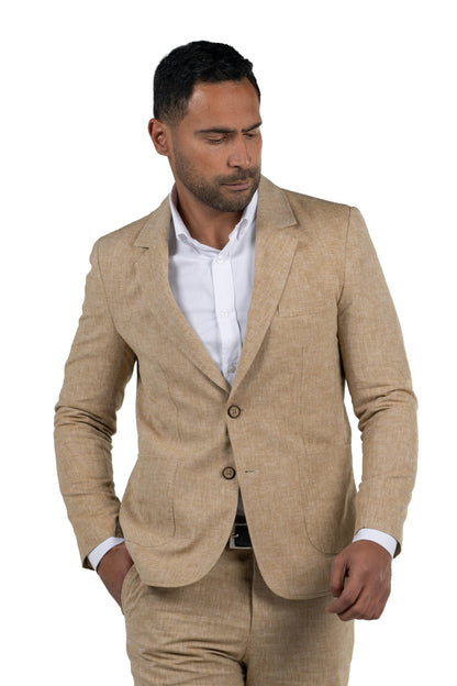 Regular Fit Linen Blazer – Beige