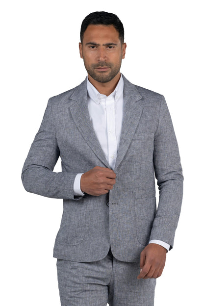 Regular Fit Linen Blazer – Grey